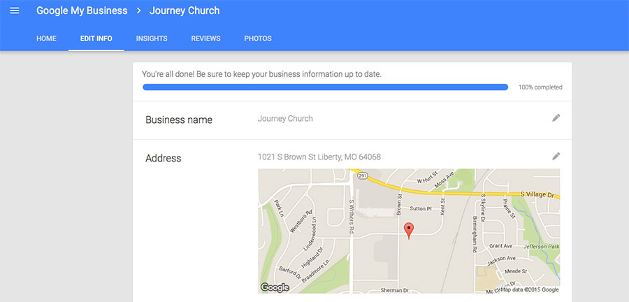 Fill In Google Business Contact Info for your Non-Denominational Church