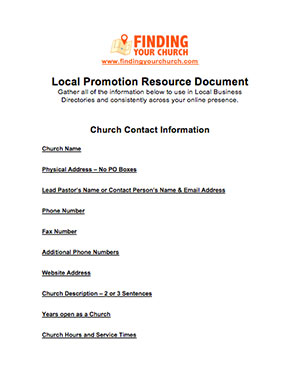 Finding Your Church - Local Promotion Resource Document Download