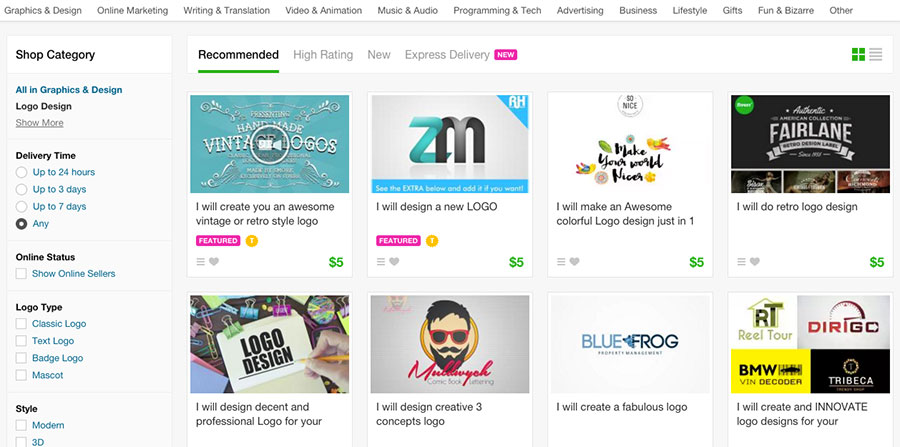 Fiverr Category Search