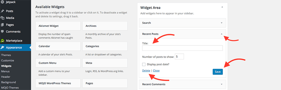 Adjust Settings in Church Website WordPress Widgets