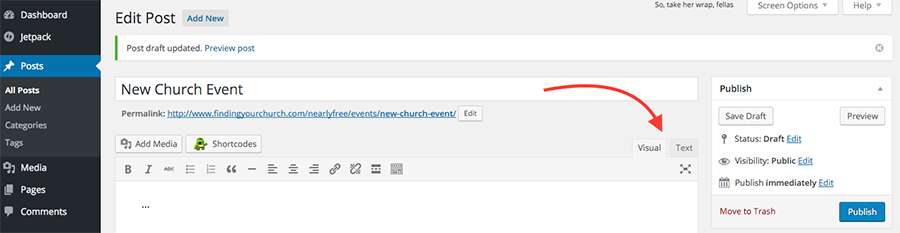 Visual and Text HTML WordPress Dashboard Editing Tools