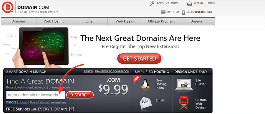 Search for a Church Domain Name with Domain.com