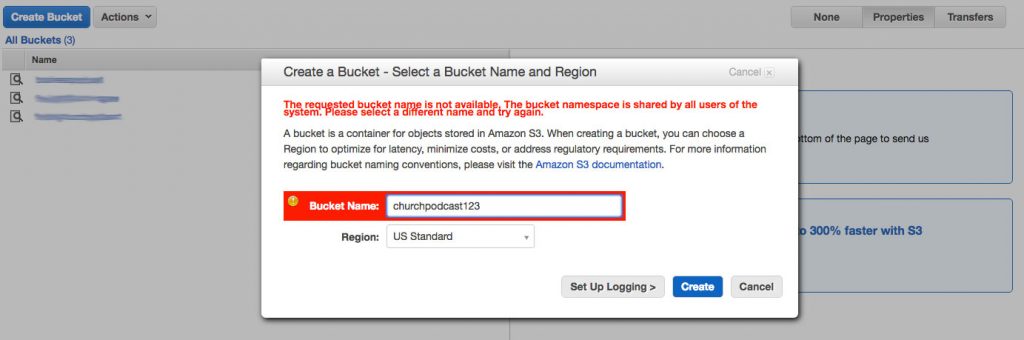 Create a Podcast Bucket in Amazon S3