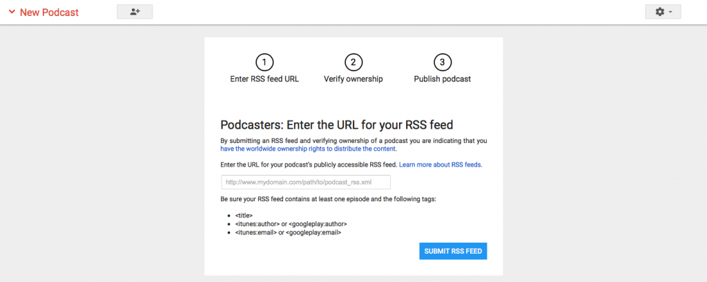 Google Play - Submit RSS Feed