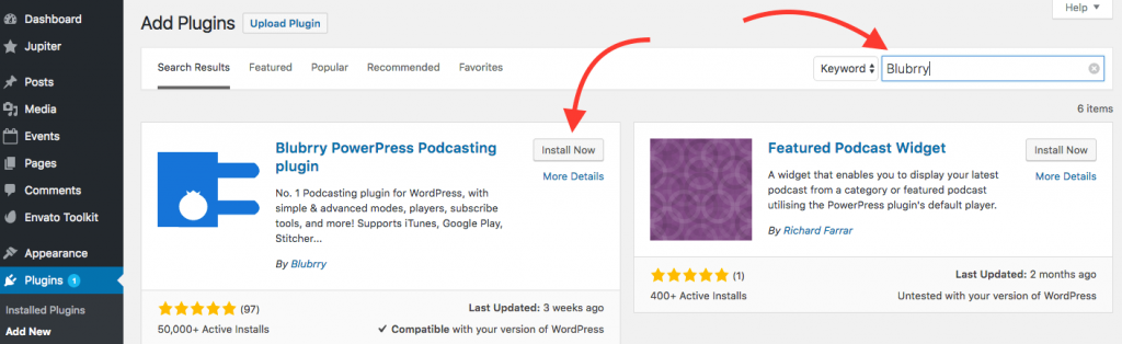 Install Blubrry WordPress Podcasting Plugin