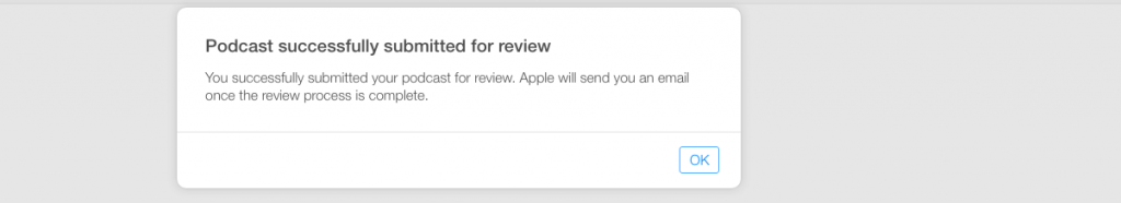 iTunes - Podcast Submitted for Approval