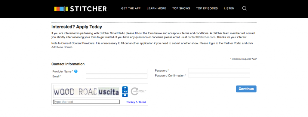 Stitcher - Account Setup 1