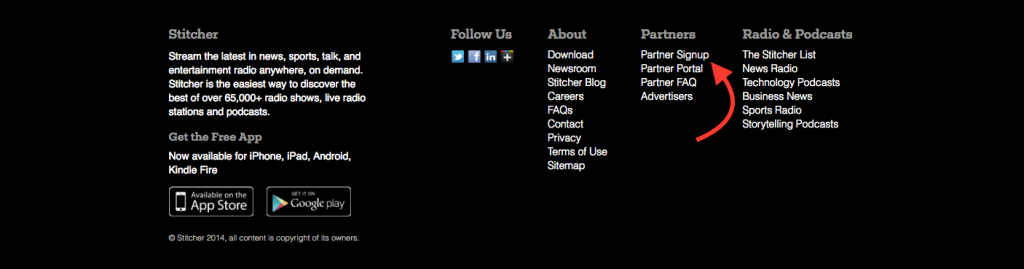 Stitcher - Partner Signup