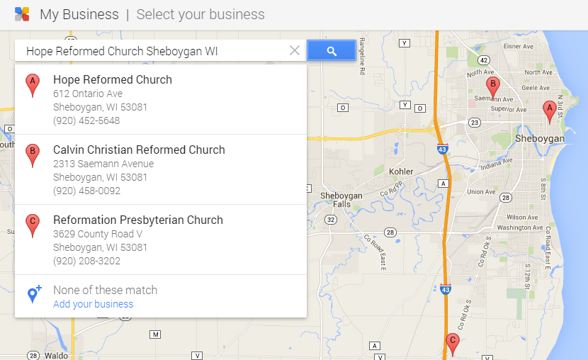 Find your Church on Google by your Church Name