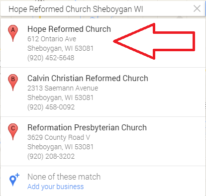 Find your Church on Google from a List of Names
